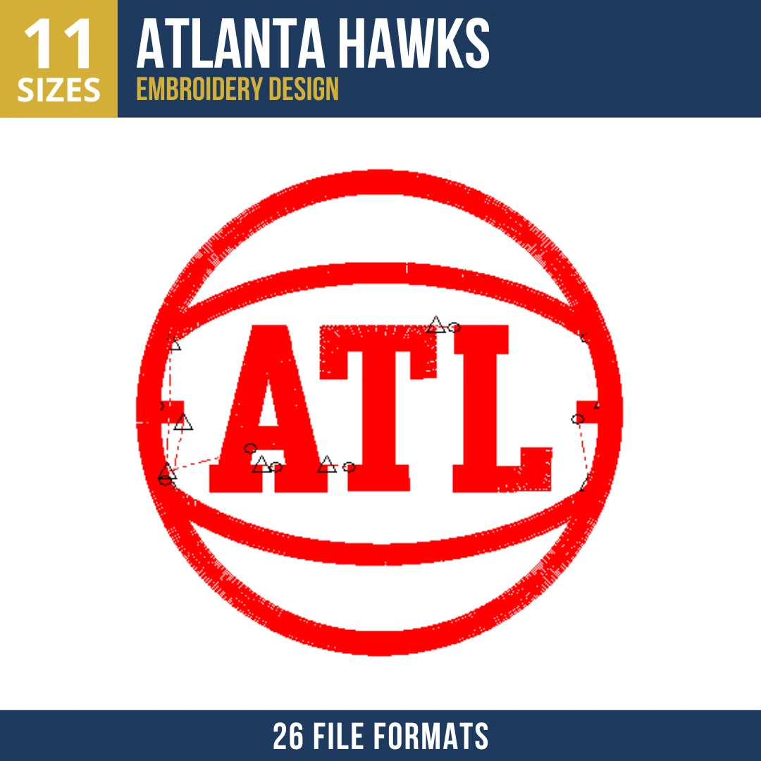 Atlanta Hawks ATL Basketball Badge Embroidery Design