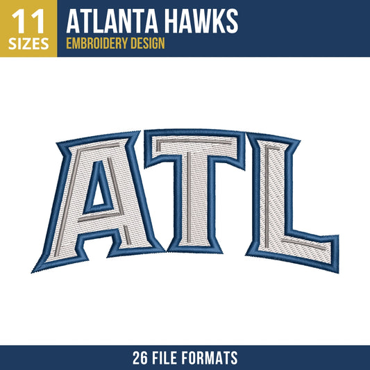 Atlanta Hawks ATL Wordmark Embroidery Design