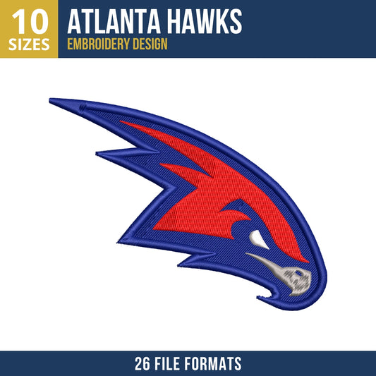 Atlanta Hawks Angular Hawk Head Embroidery Design