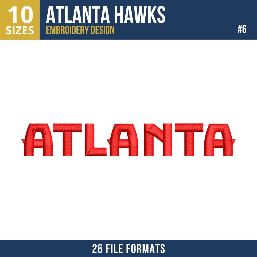 Atlanta Hawks Embroidery Bundle - 12 Machine Embroidery Designs