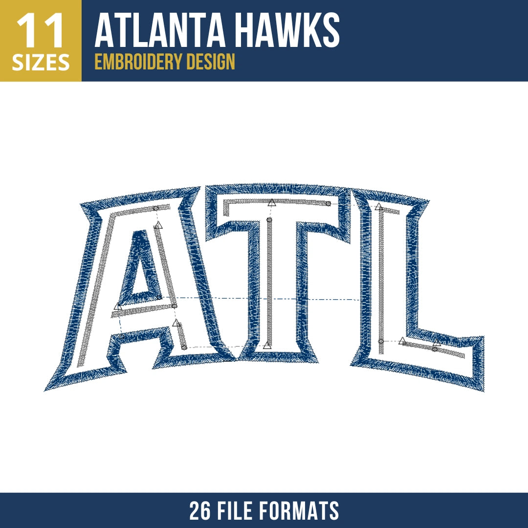 Atlanta Hawks ATL Wordmark Embroidery Design