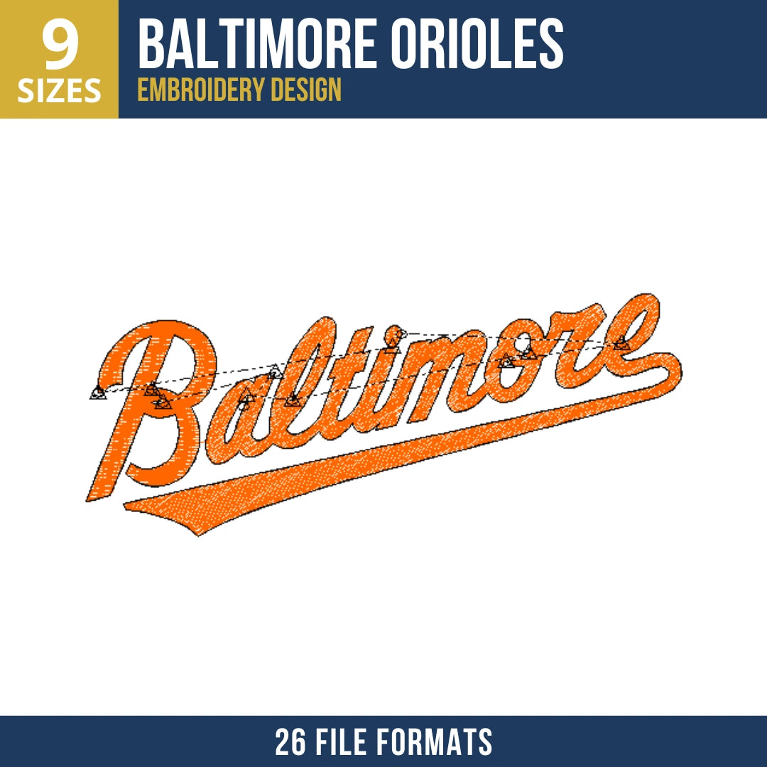 Baltimore Orioles Baltimore Script Embroidery Design