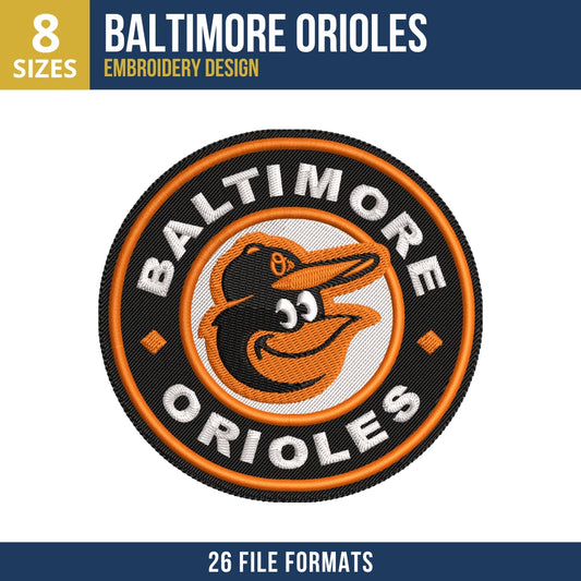 Baltimore Orioles Circle Badge Embroidery Design