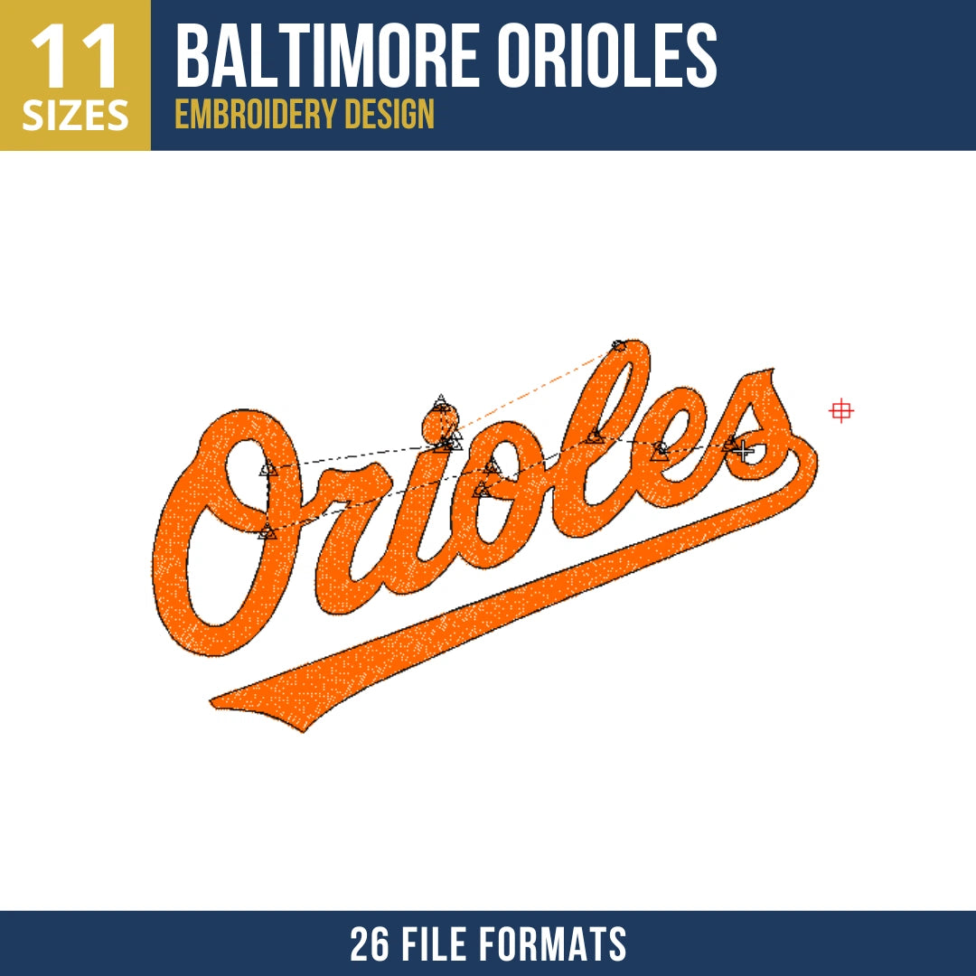 Baltimore Orioles Script Embroidery Design