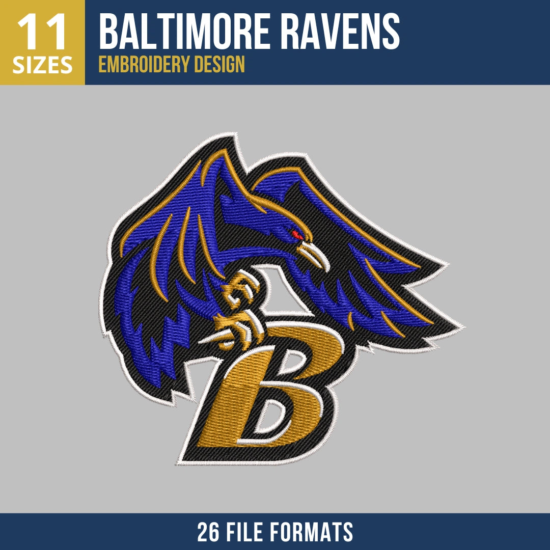 Baltimore Ravens Full Body Logo Football Embroidery Design