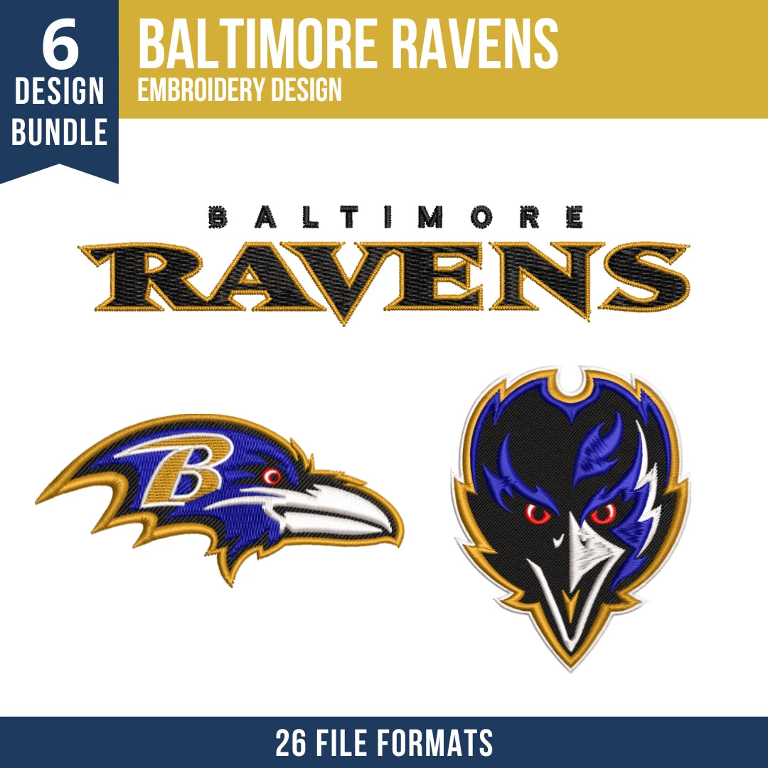 Baltimore Ravens Embroidery Design Bundle