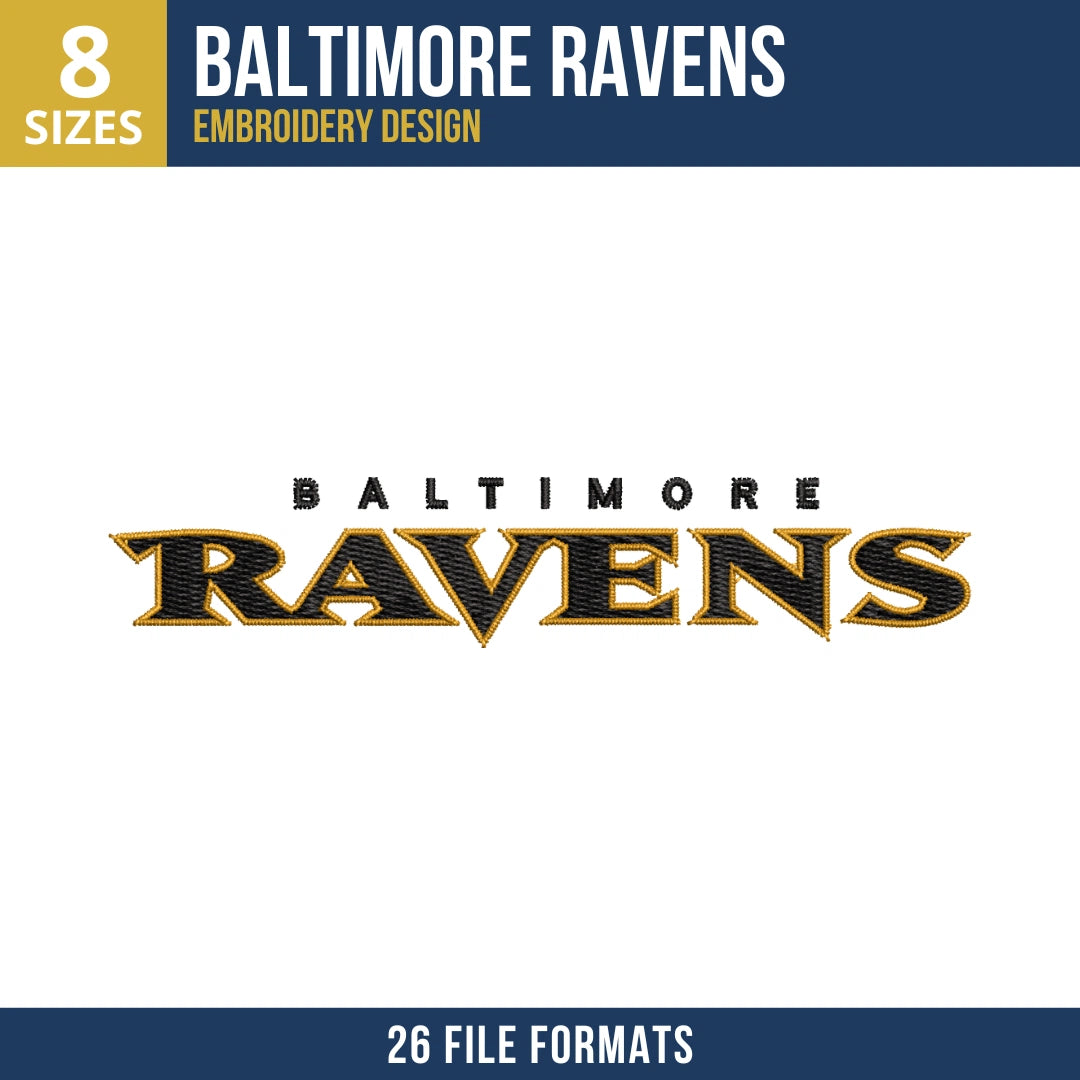 Baltimore Ravens Wordmark Football Embroidery Design