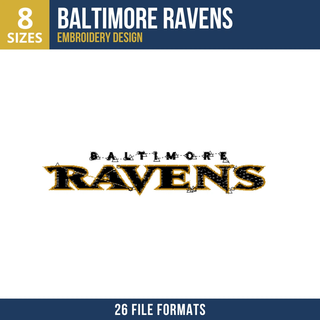 Baltimore Ravens Wordmark Football Embroidery Design