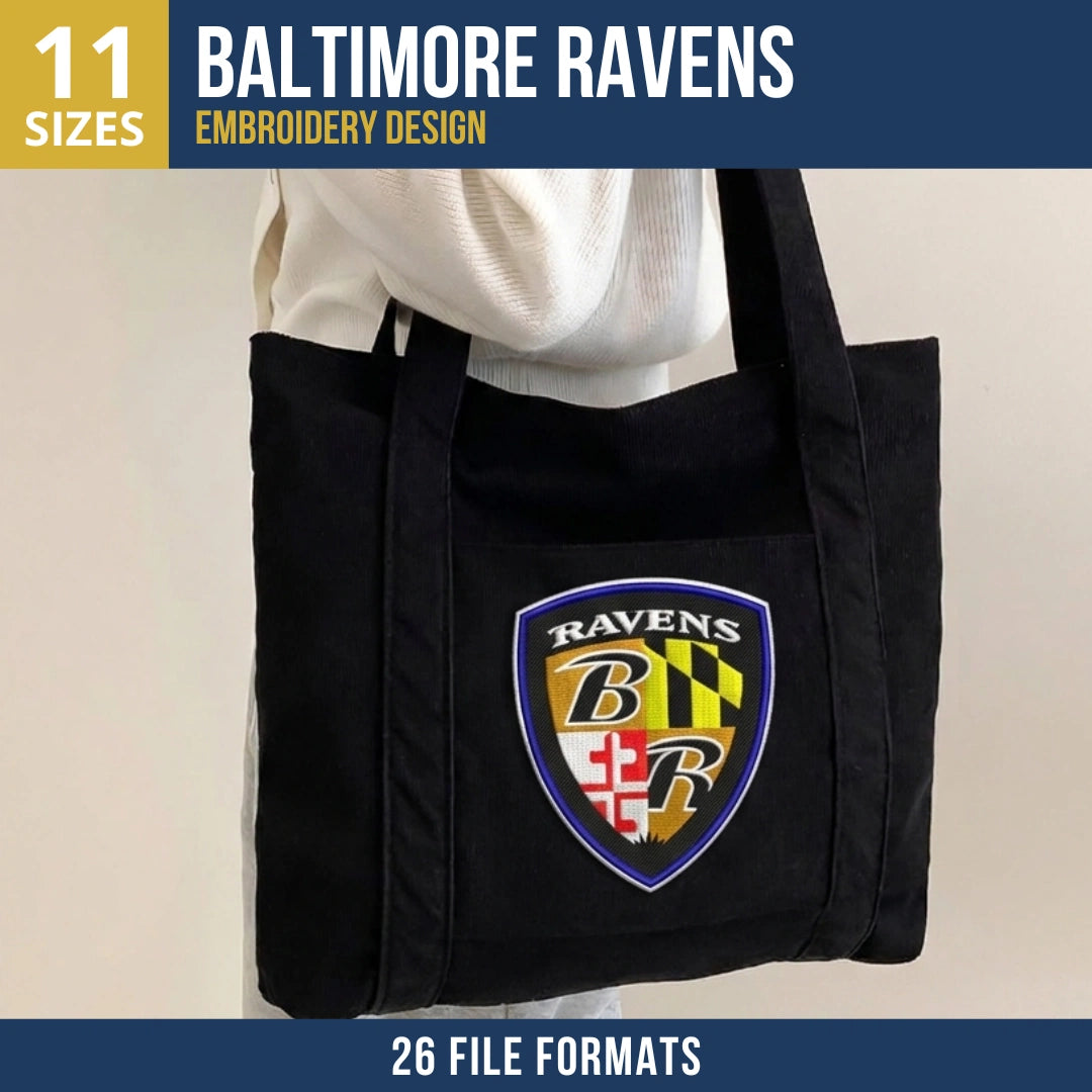 Baltimore Ravens Shield Crest Football Embroidery Design