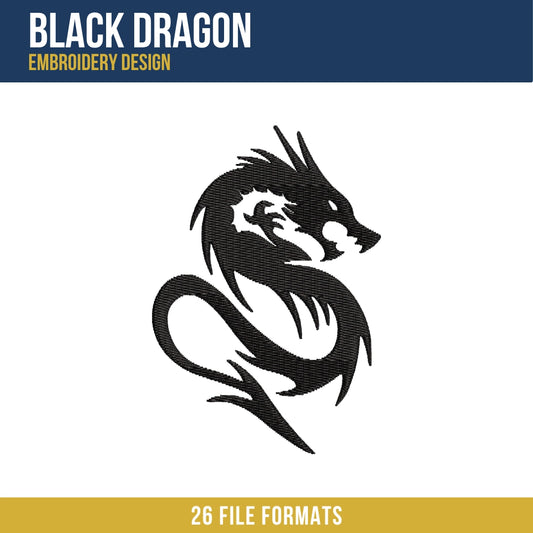 Black Dragon Embroidery Design