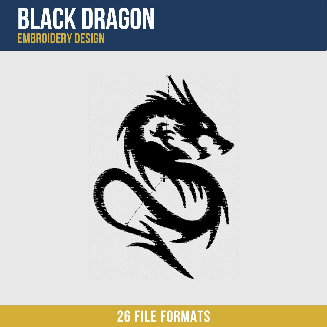 Black Dragon Embroidery Design