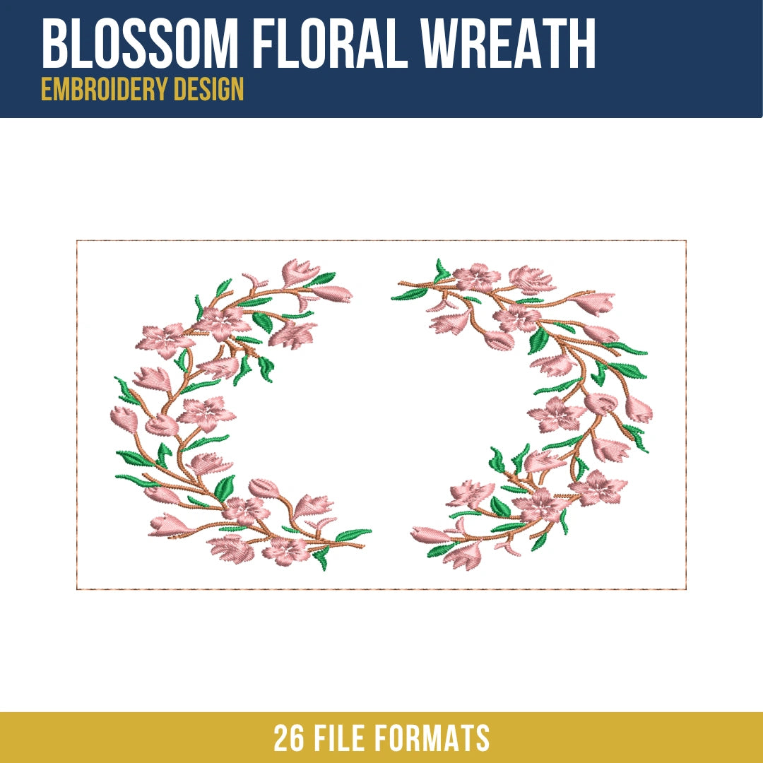 Blossom Floral Wreath Embroidery Design