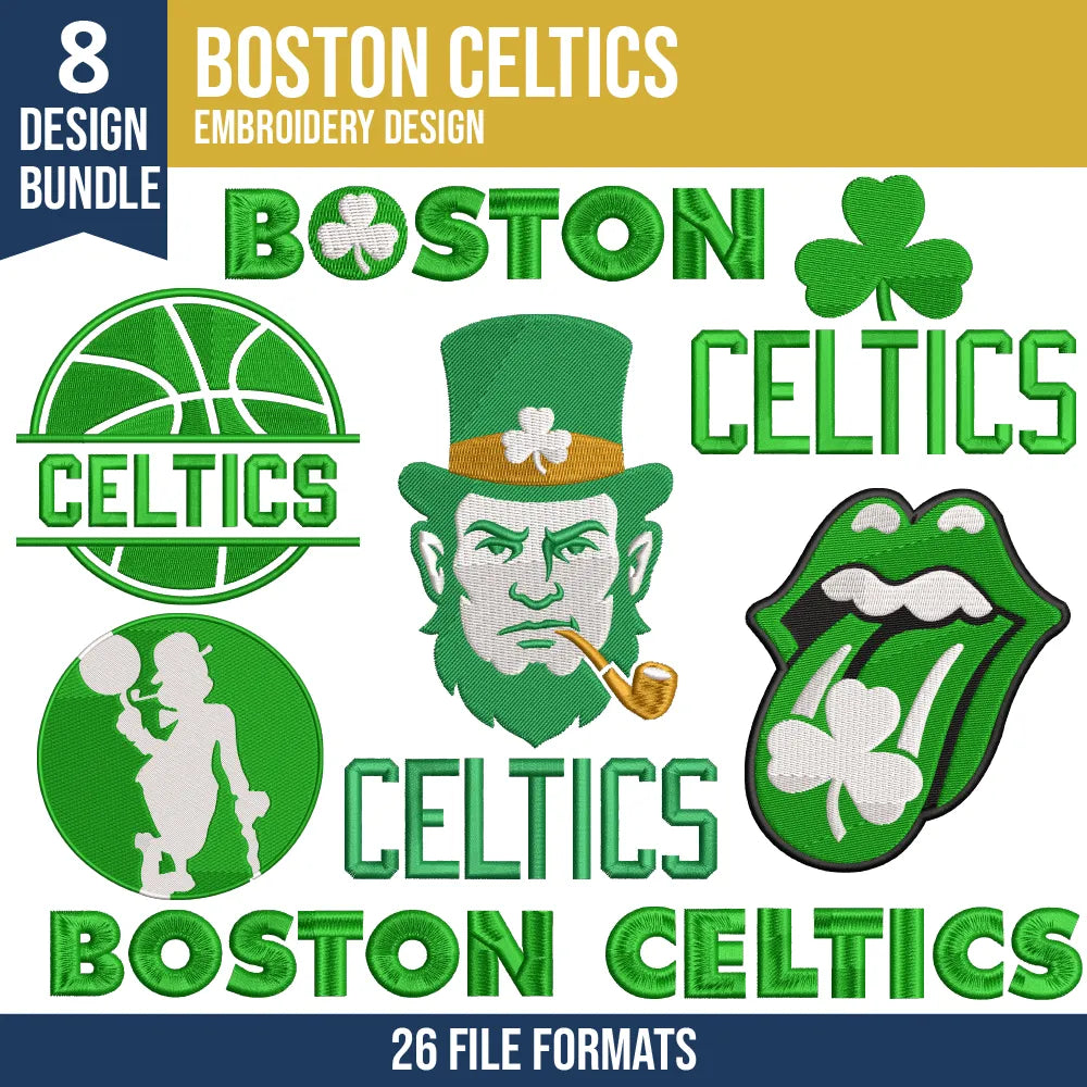 Boston Celtics Embroidery Bundle - 10 Machine Embroidery Designs