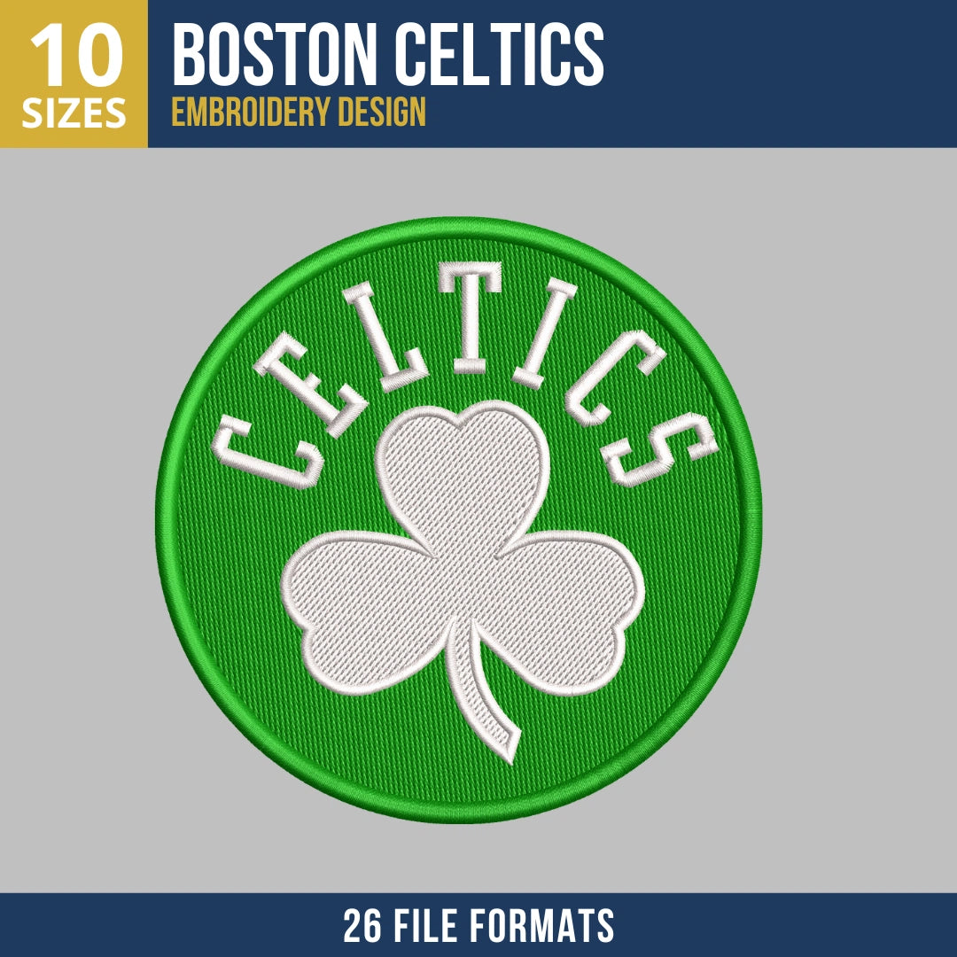 Boston Celtics Shamrock Circle Basketball Embroidery Design