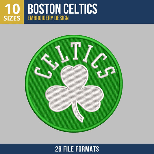 Boston Celtics Shamrock Circle Basketball Embroidery Design
