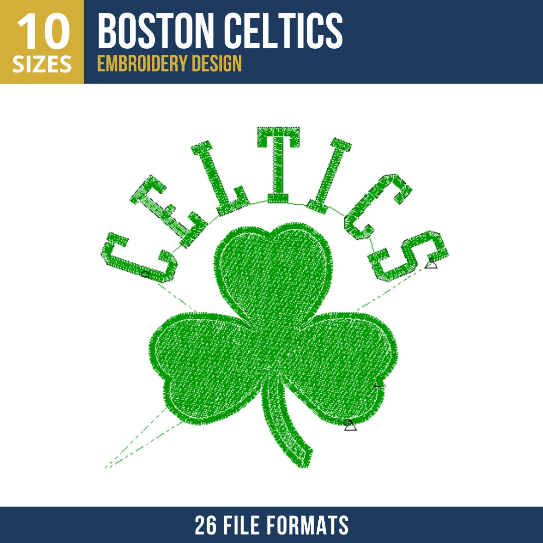 Boston Celtics Shamrock Clover Basketball Embroidery Design
