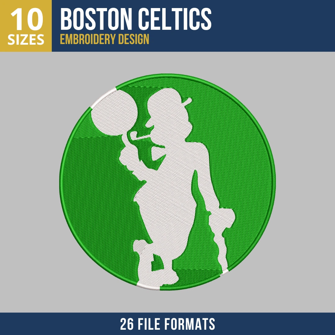 Boston Celtics Spinning Leprechaun Badge Embroidery Design
