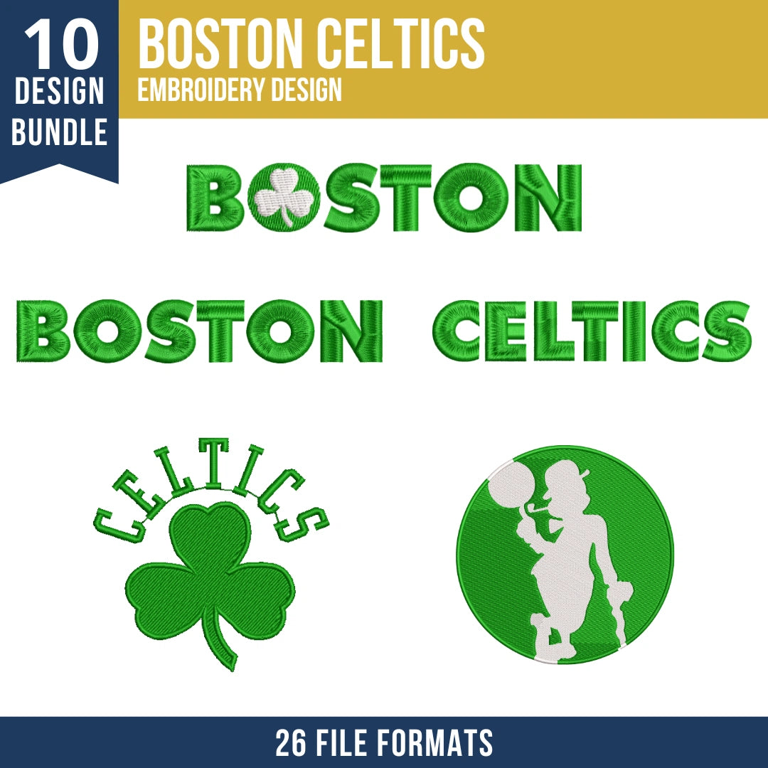 Boston Celtics Embroidery Bundle - 10 Machine Embroidery Designs