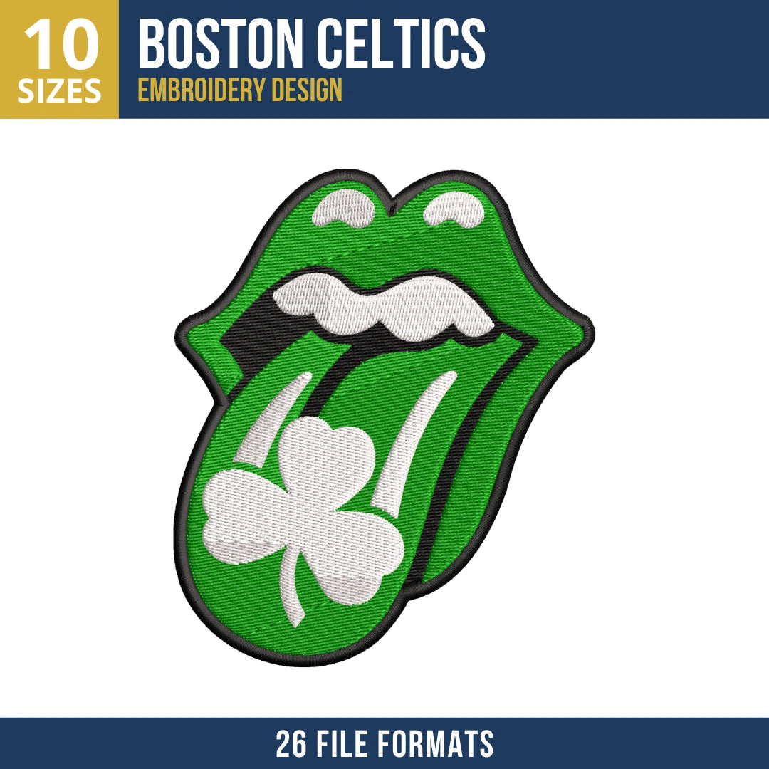 Boston Celtics Tongue and Lips Embroidery Design