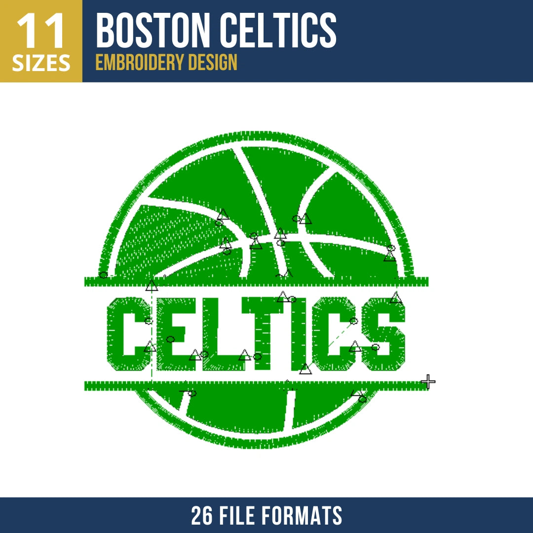 Boston Celtics Basketball Split Badge Embroidery Design