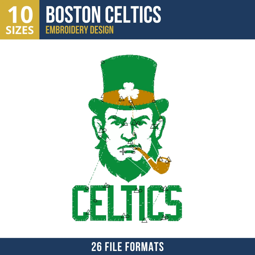 Boston Celtics Leprechaun Head Embroidery Design