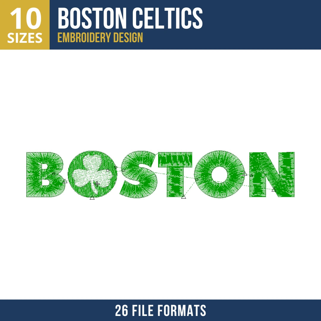 Boston Celtics Boston Shamrock Wordmark Embroidery Design