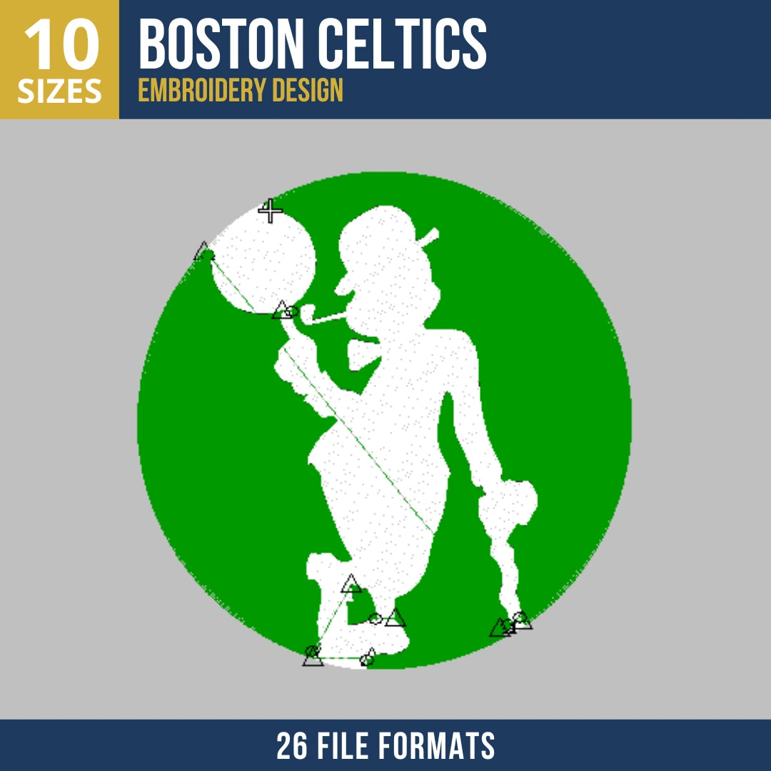 Boston Celtics Spinning Leprechaun Badge Embroidery Design