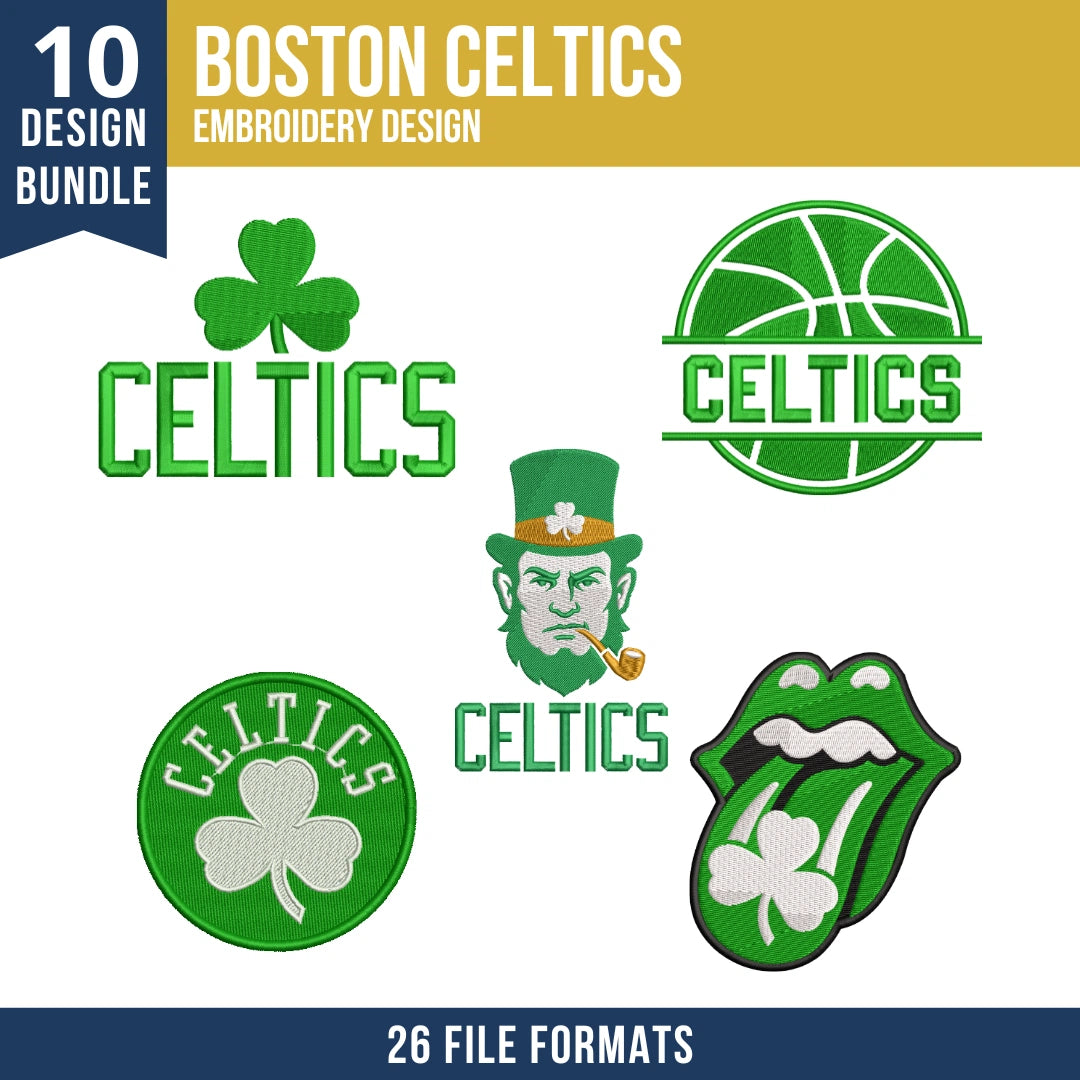Boston Celtics Embroidery Bundle - 10 Machine Embroidery Designs
