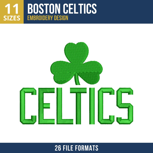 Boston Celtics Shamrock and Celtics Wordmark Embroidery Design