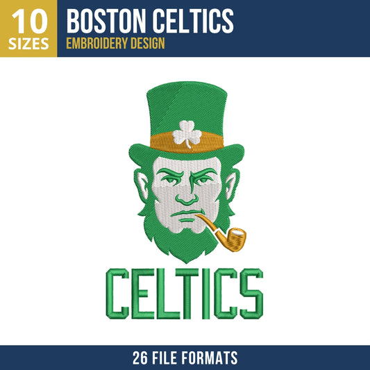 Boston Celtics Leprechaun Head Embroidery Design
