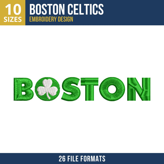 Boston Celtics Boston Shamrock Wordmark Embroidery Design