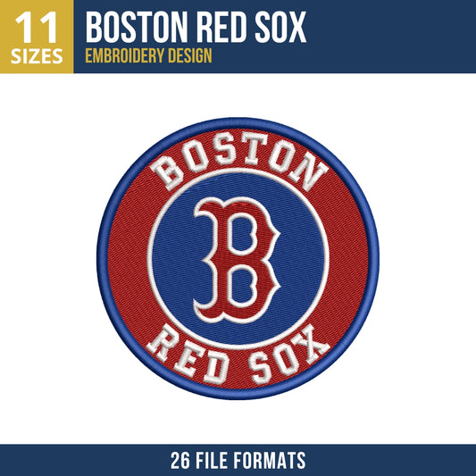 Boston Red Sox Circle Badge Embroidery Design