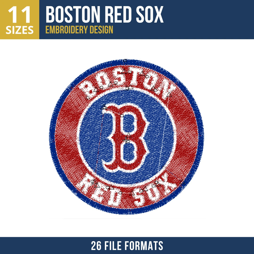 Boston Red Sox Circle Badge Embroidery Design