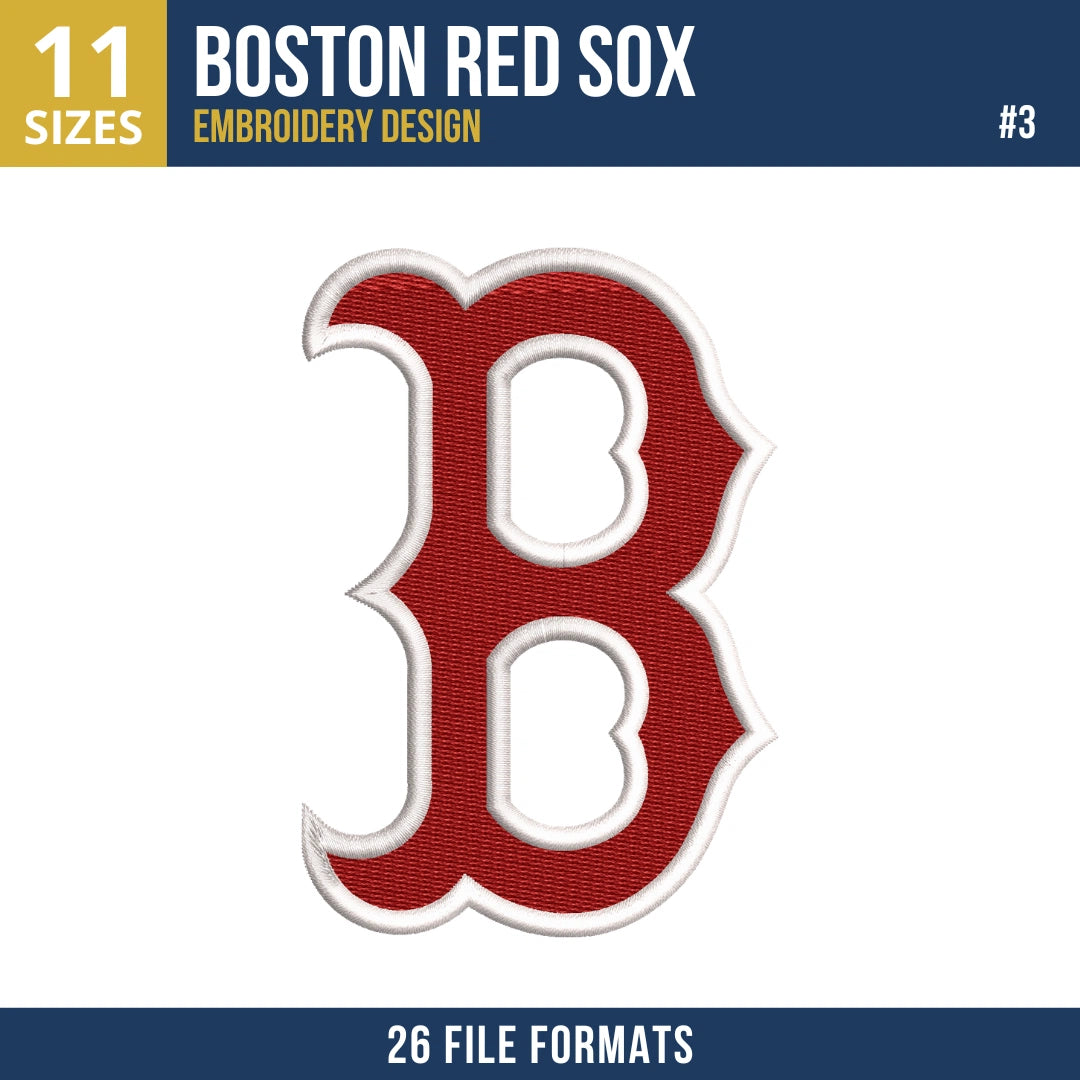 Boston Red Sox Embroidery Design Bundle – 6 MLB Designs, 26 Formats