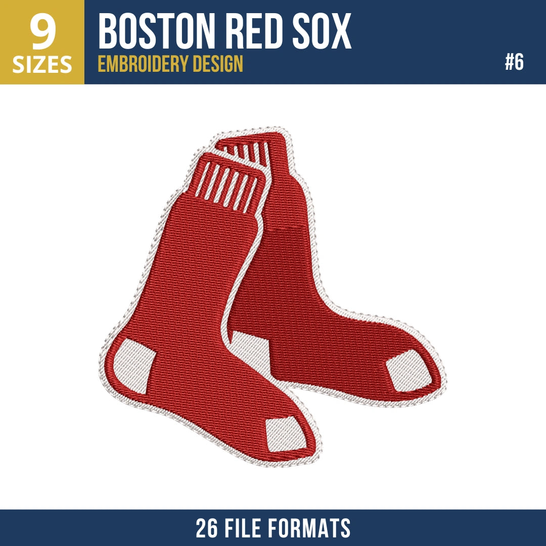 Boston Red Sox Embroidery Design Bundle – 6 MLB Designs, 26 Formats