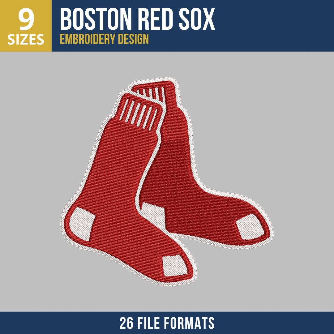 Boston Red Sox Paired Socks Embroidery Design