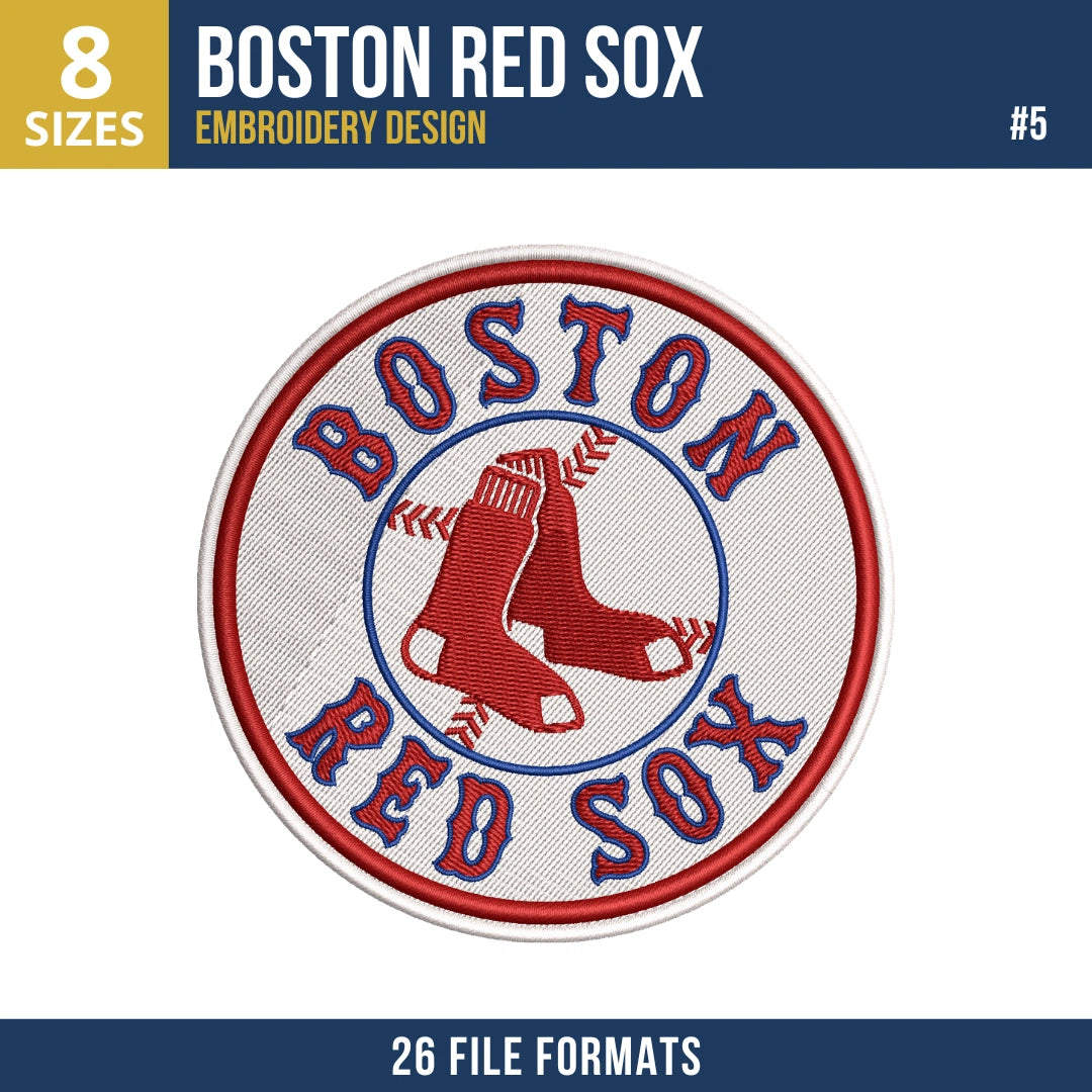 Boston Red Sox Embroidery Design Bundle – 6 MLB Designs, 26 Formats