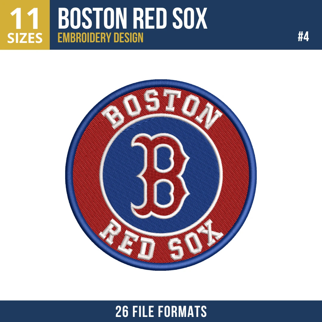 Boston Red Sox Embroidery Design Bundle – 6 MLB Designs, 26 Formats