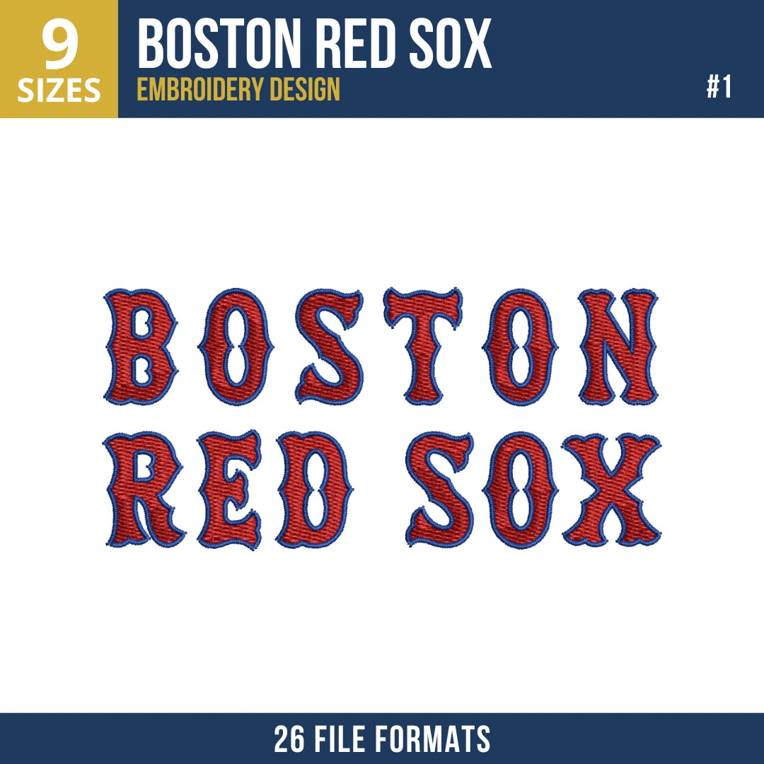 Boston Red Sox Embroidery Design Bundle – 6 MLB Designs, 26 Formats