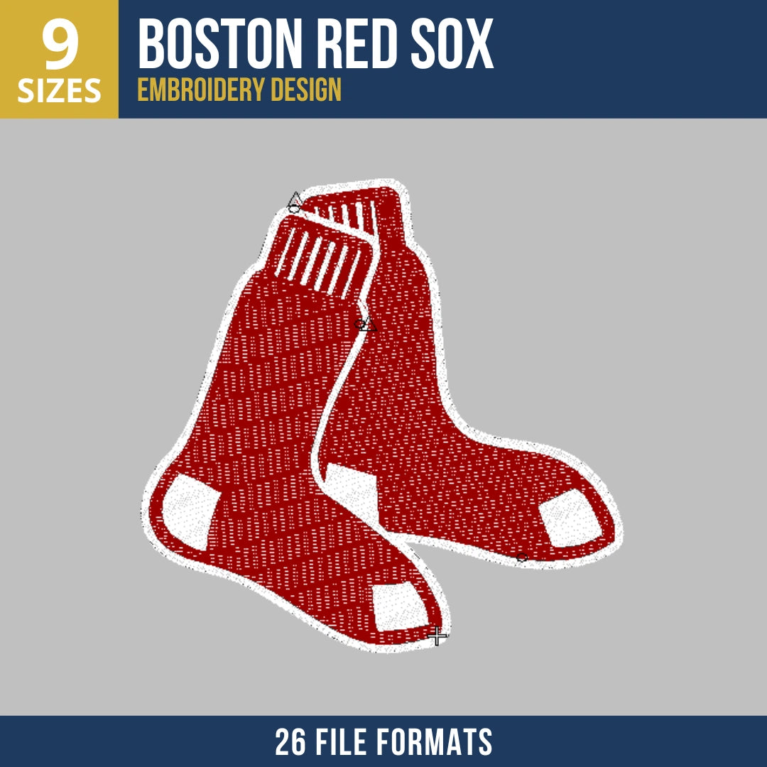 Boston Red Sox Paired Socks Embroidery Design