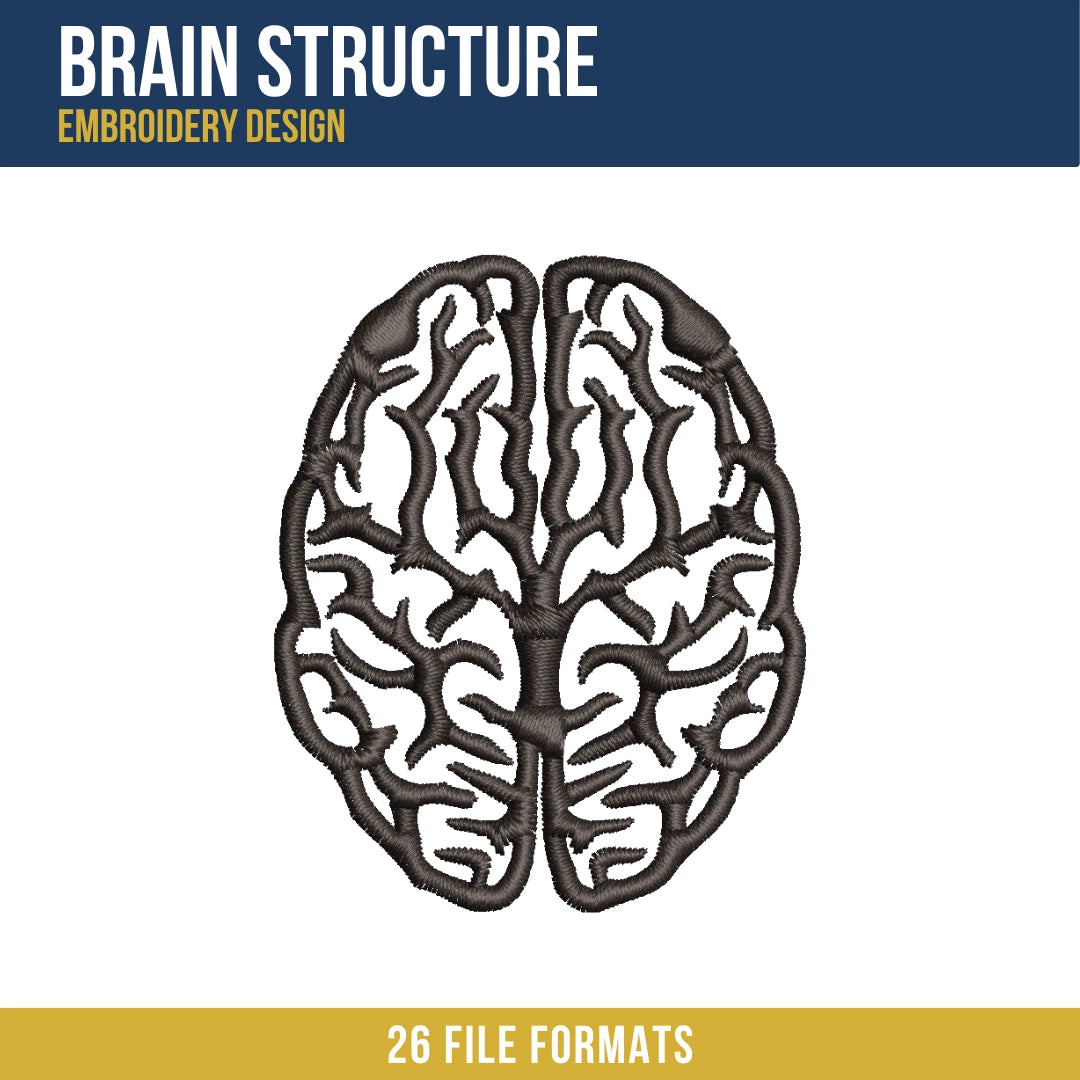 Brain Structure Embroidery Design