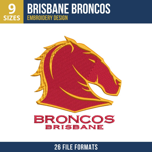 Brisbane Broncos Mascot Wordmark Embroidery Design