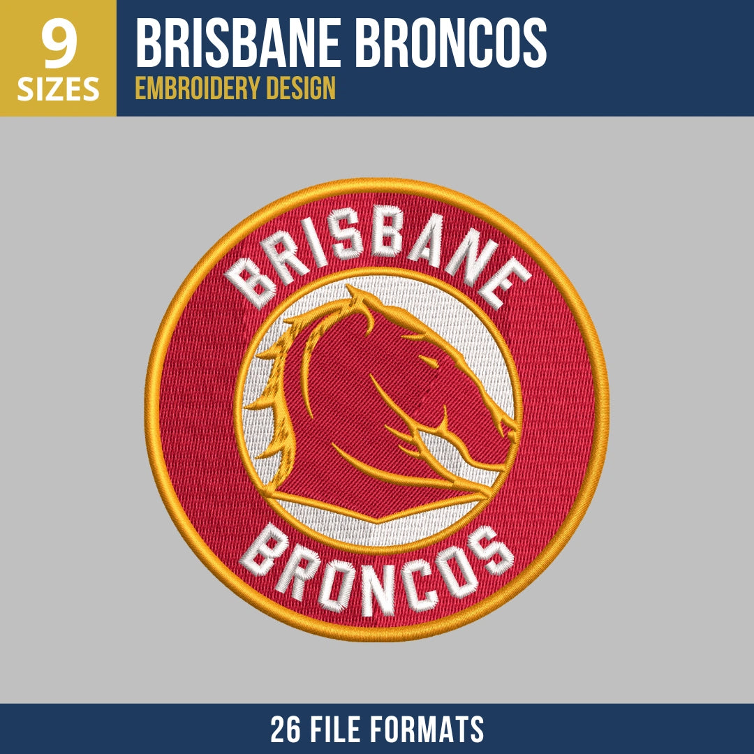 Brisbane Broncos Circle Badge Embroidery Design