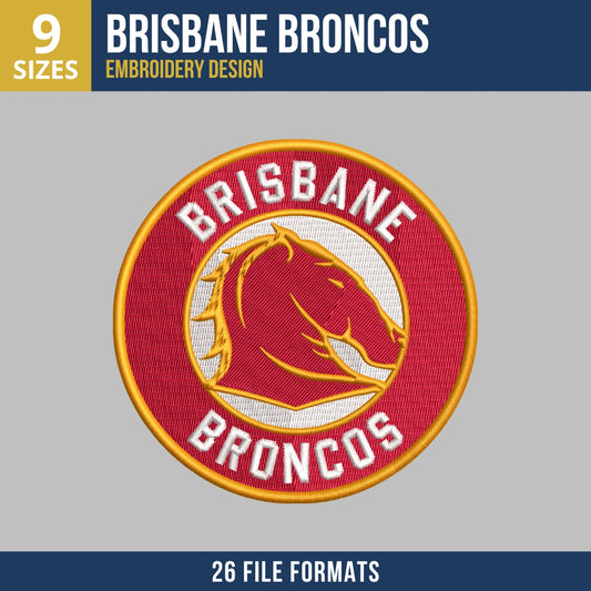 Brisbane Broncos Circle Badge Embroidery Design