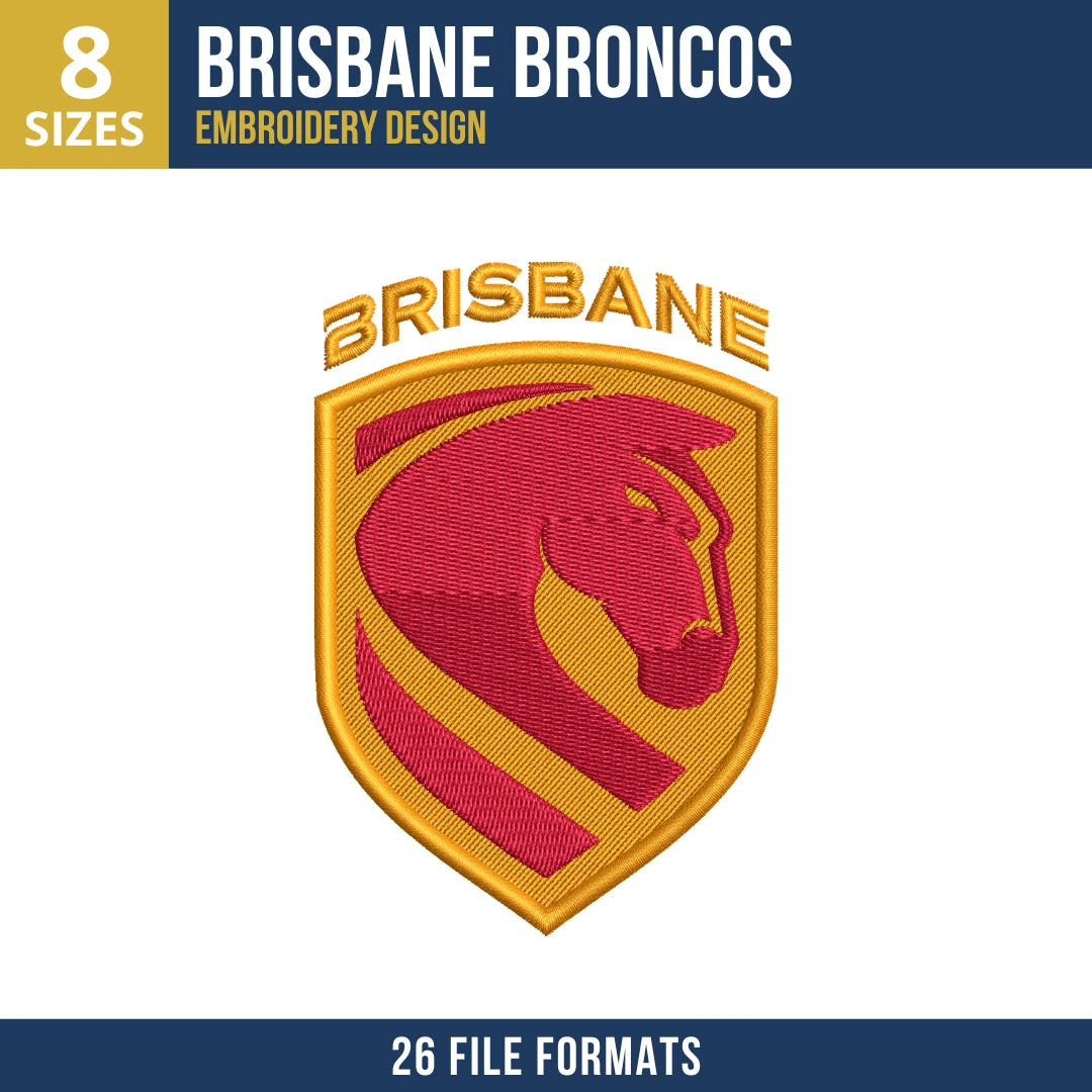 Brisbane Broncos Shield Crest Embroidery Design