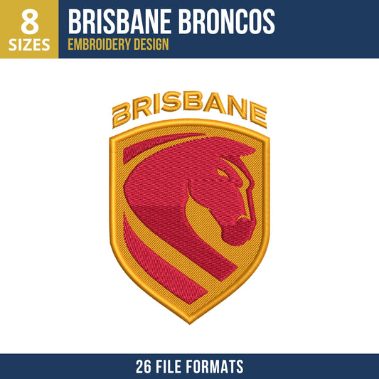 Brisbane Broncos Shield Crest Embroidery Design
