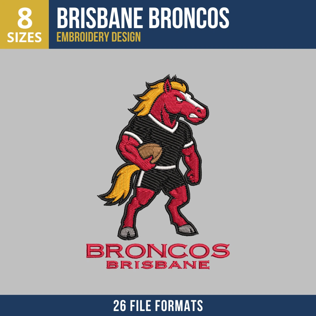 Brisbane Broncos Mascot Embroidery Design