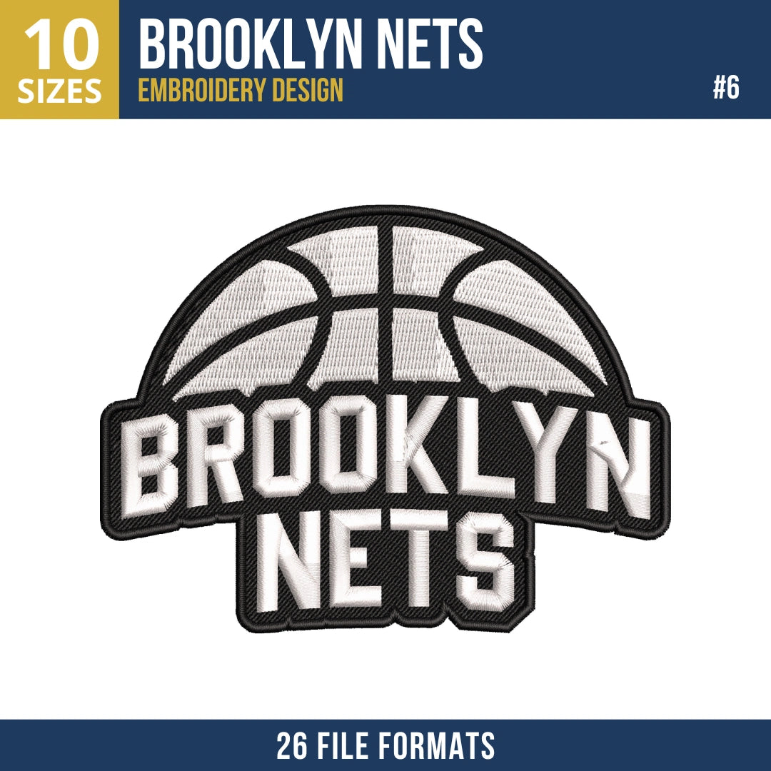 Brooklyn Nets Embroidery Design Bundle - 9 Machine Embroidery Files