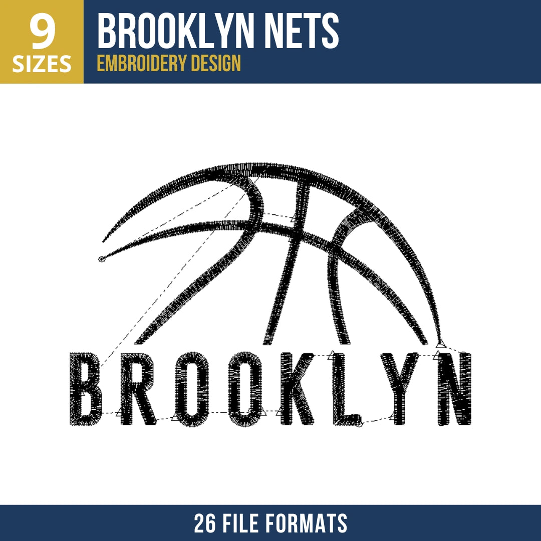 Brooklyn Nets Basketball Outline Embroidery Design