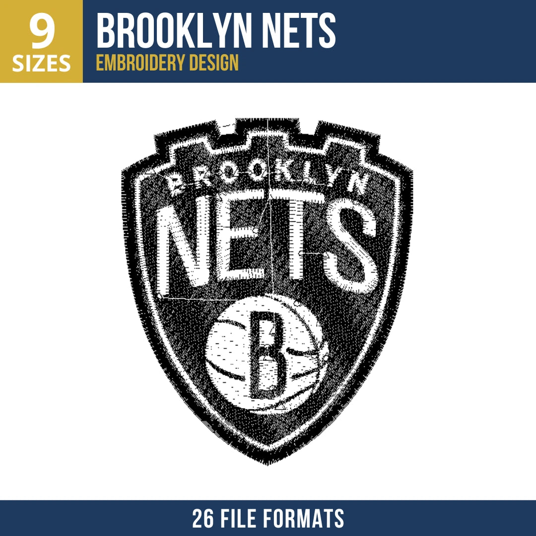 Brooklyn Nets Shield Badge Embroidery Design